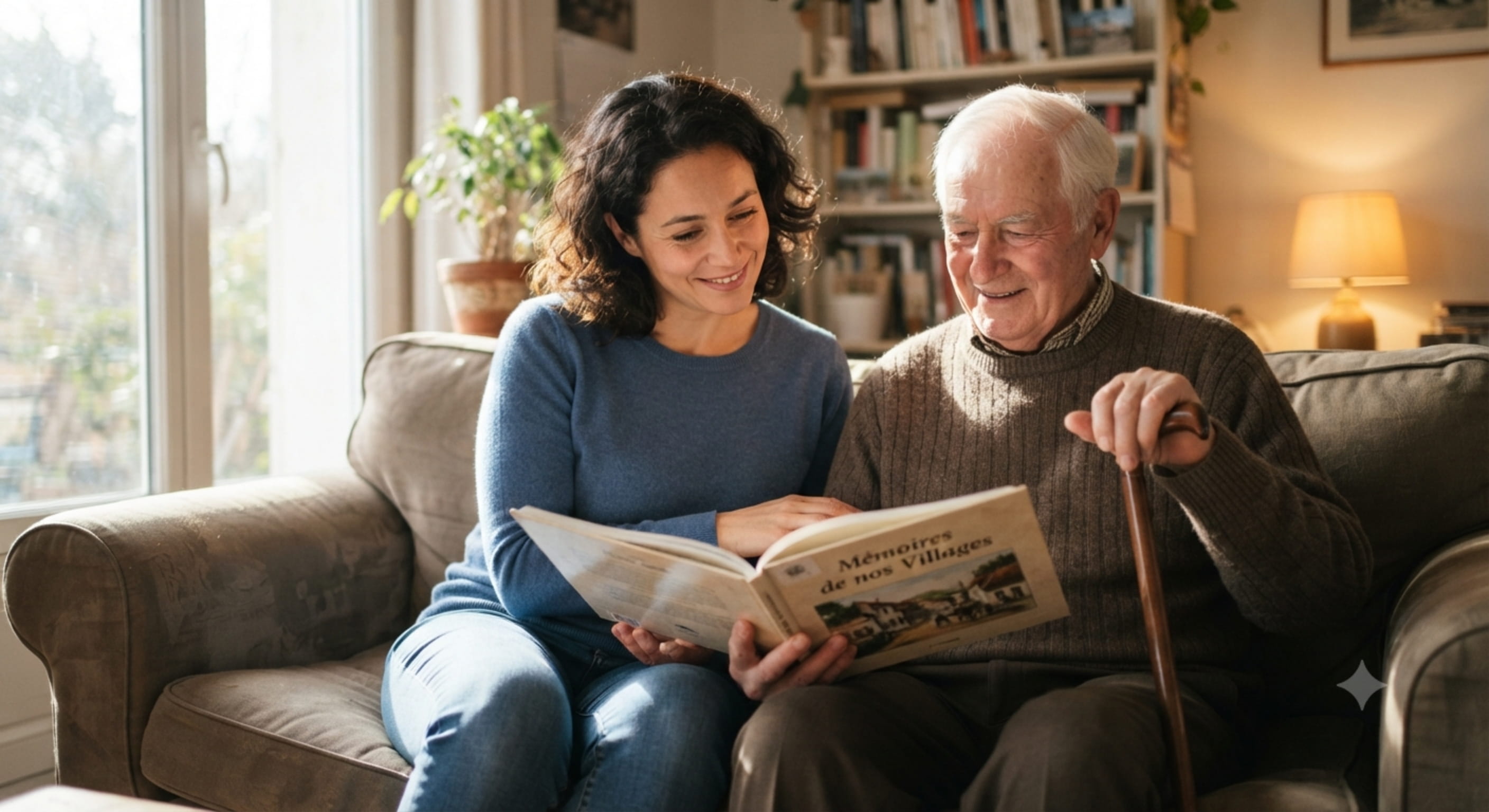 Accompagnement à domicile dans un salon, symbole du maintien à domicile financé